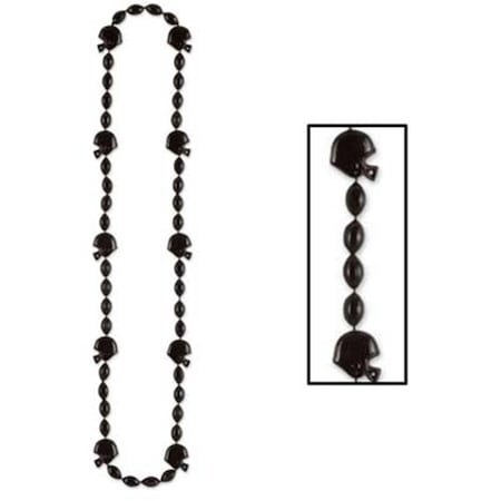 Football Beads - 36 Inches - Black, 12PK